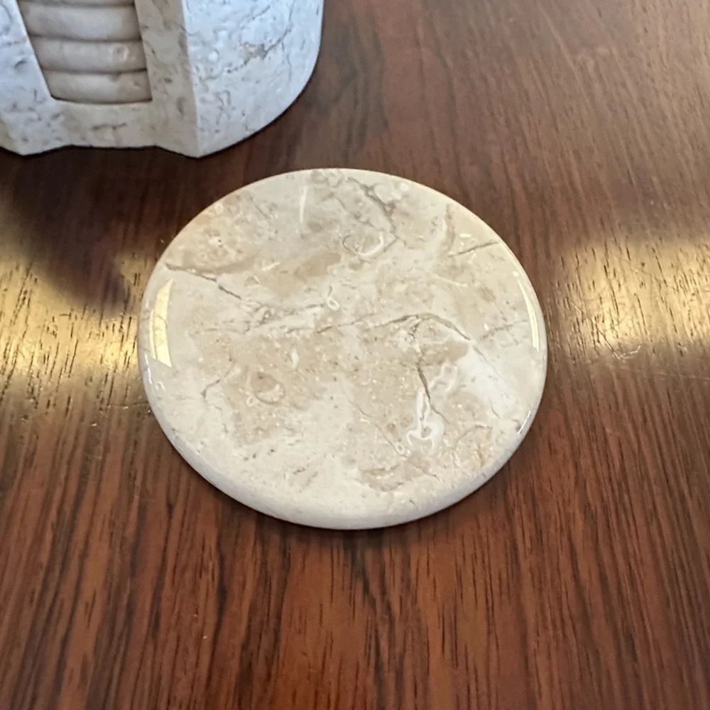 Vintage GOODIES Marble Coaster Set (heavy) handmade so has imperfections